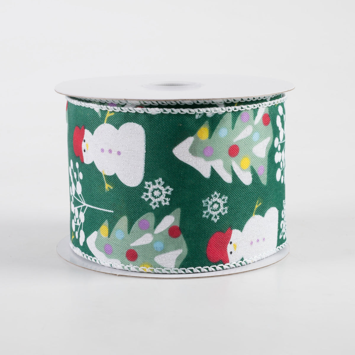 2.5" Linen Snowman, Christmas Wreath, Tree Ribbon: Green (10 Yards) Item Number: 71377-40-07