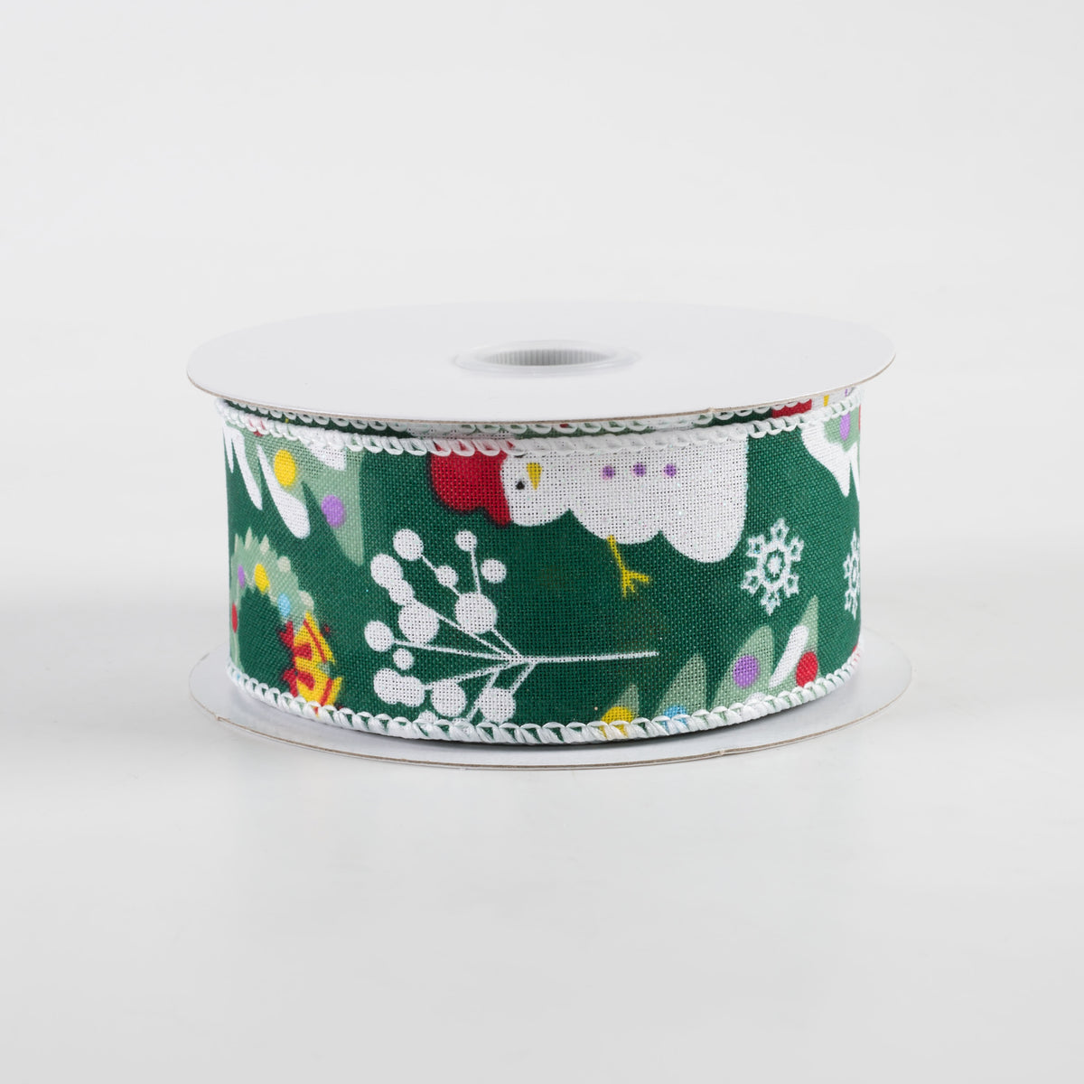 1.5" Linen Snowman, Christmas Wreath, Tree Ribbon: Green (10 Yards) Item Number: 71377-09-07
