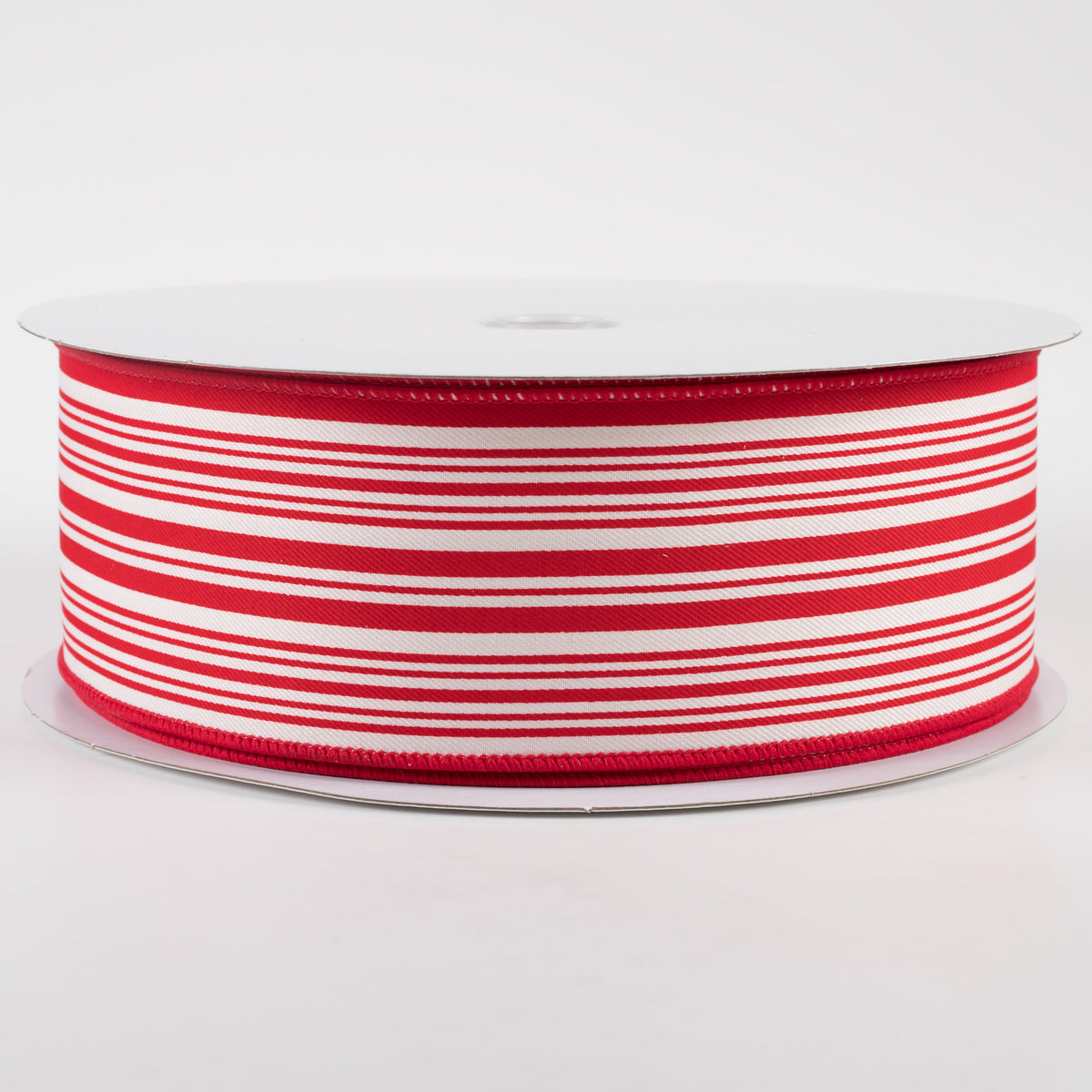 2.5" Linen Varied Vertical Stripes Ribbon: Red & Ivory (50 Yards) Item Number: 878-40-245