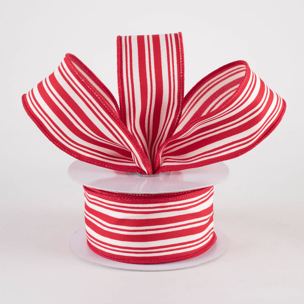 1.5" Linen Varied Vertical Stripes Ribbon: Red & Ivory (10 Yards) Lifestyle Photo