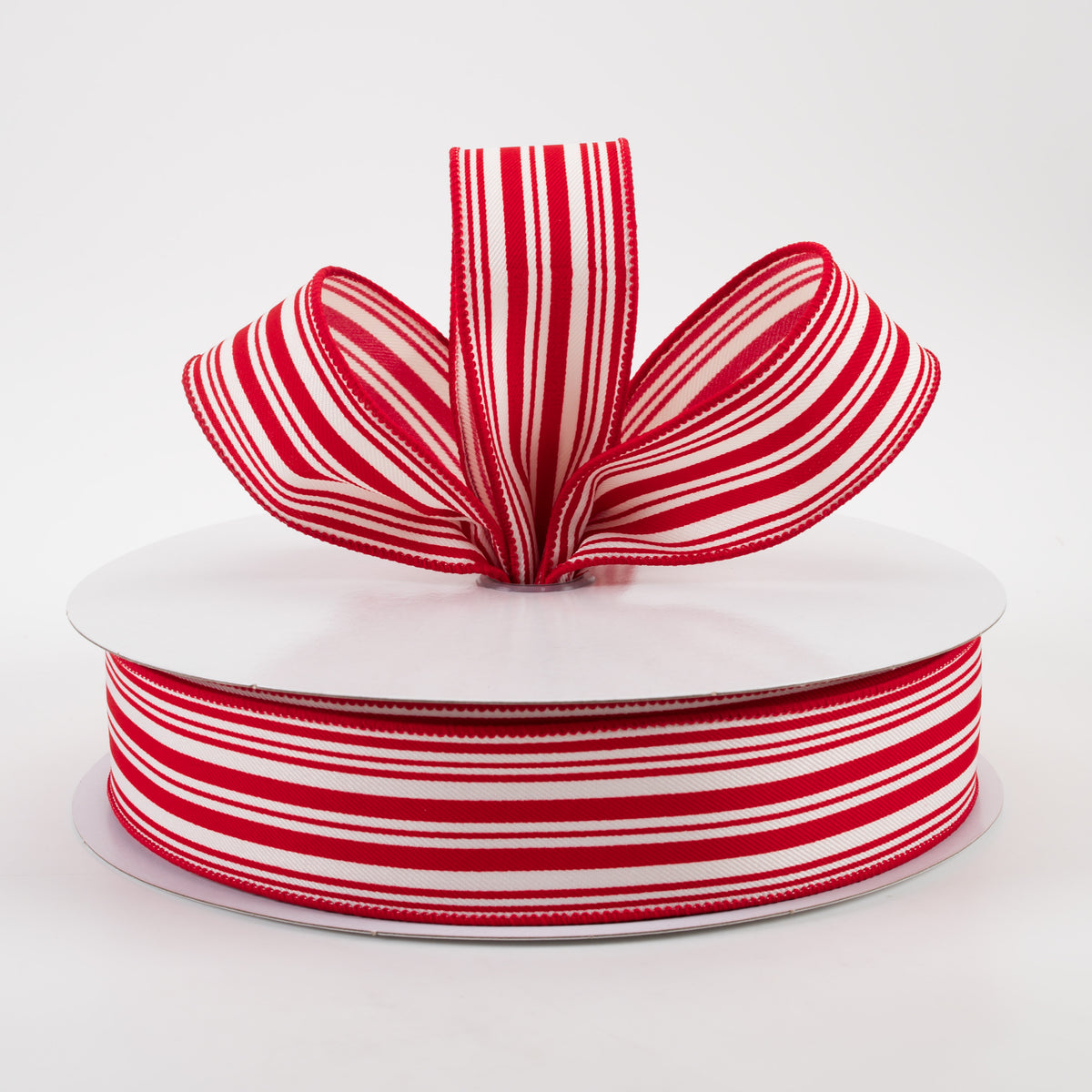 1.5" Linen Varied Vertical Stripes Ribbon: Red & Ivory (50 Yards) Lifestyle Photo