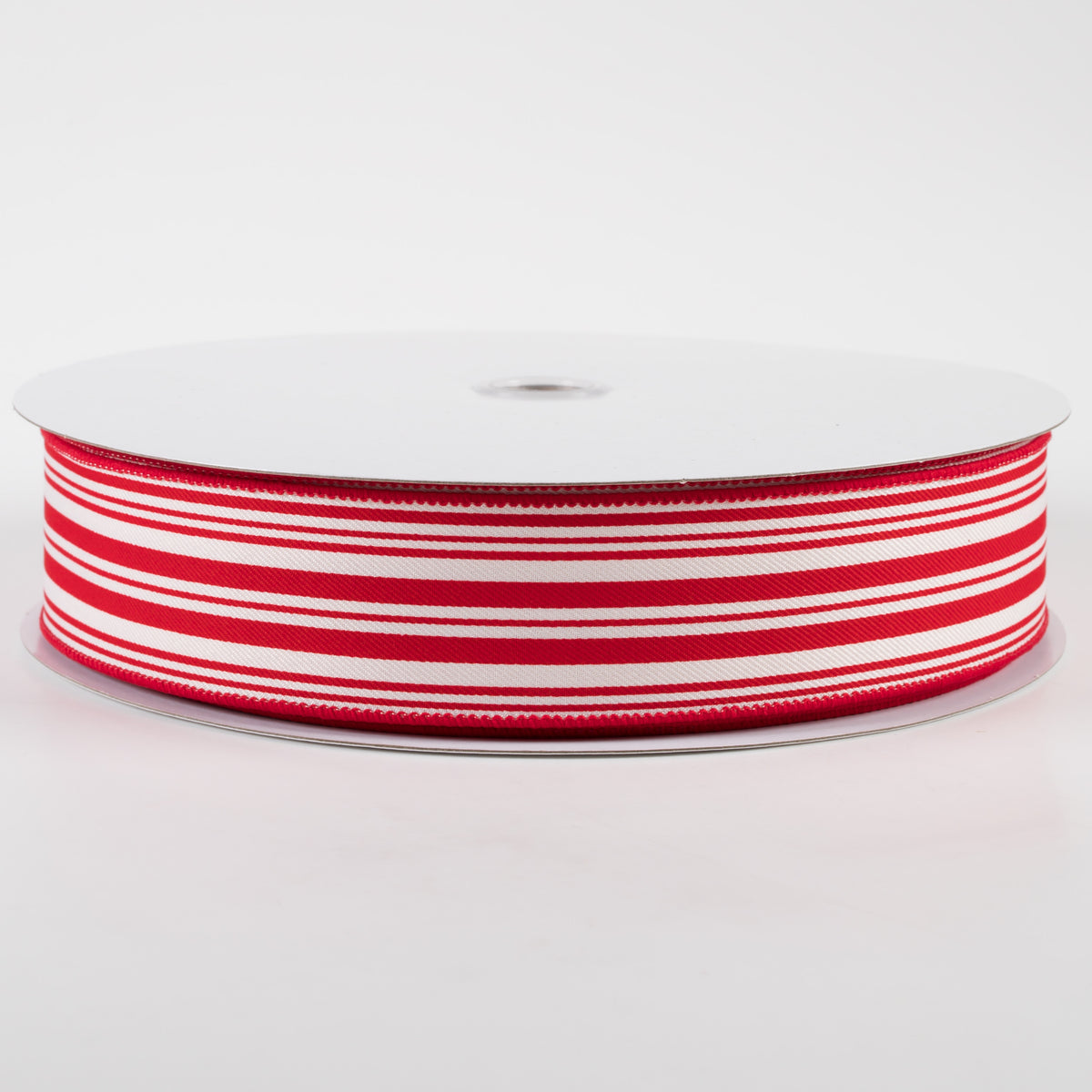 1.5" Linen Varied Vertical Stripes Ribbon: Red & Ivory (50 Yards)