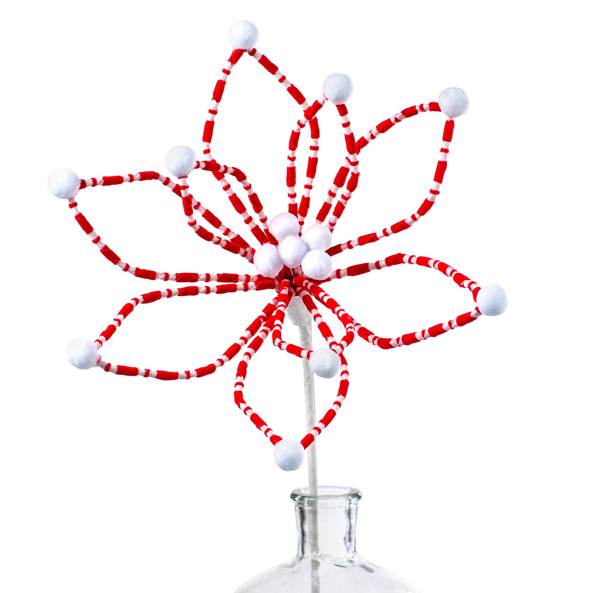 22" Loop Poinsettia Stem: Red & White Item Number: 187334