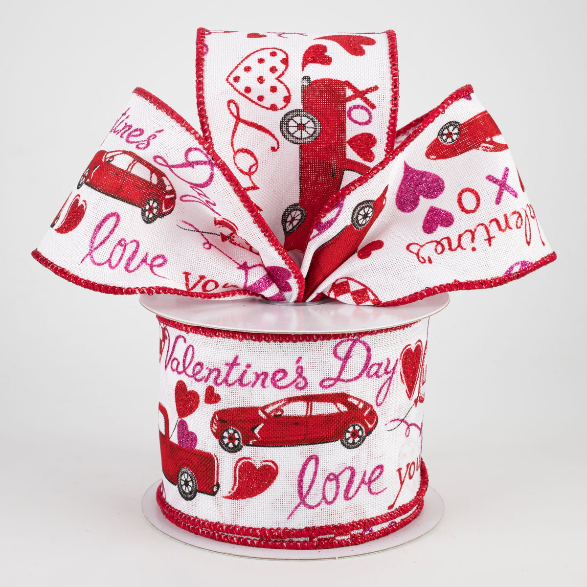 2.5" Love And Cars Valentine's Day Ribbon (10 Yards) Lifestyle Photo