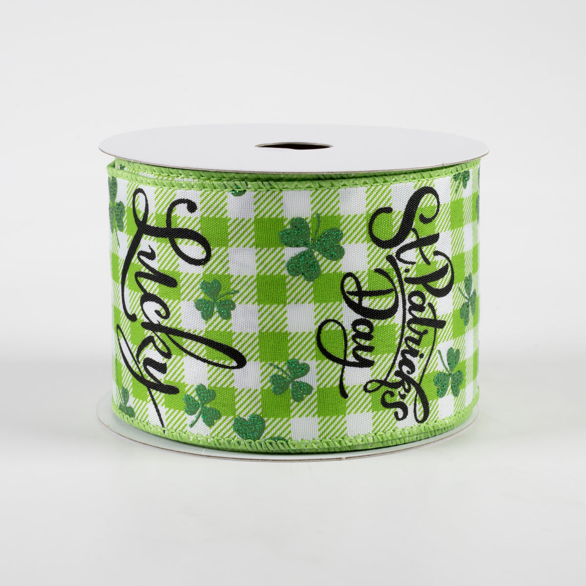 2.5" Lucky St. Pat Gingham Satin Ribbon: Lime & White (10 Yards) Item Number: 21311-40-09