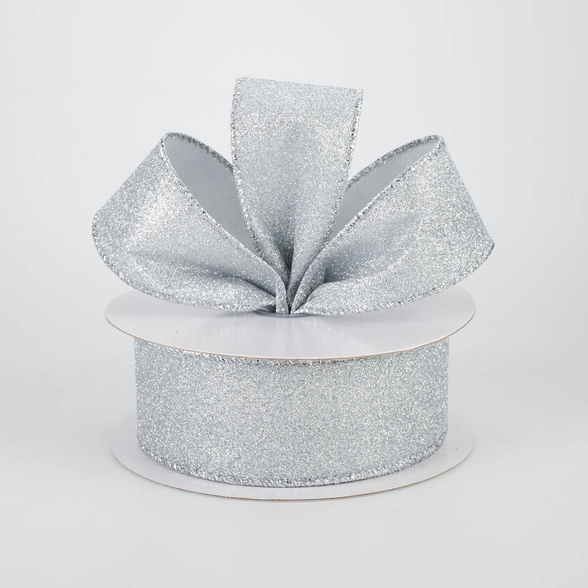 1.5" Lustrous All Flat Glitter Ribbon: Silver (10 Yards) Lifestyle Photo