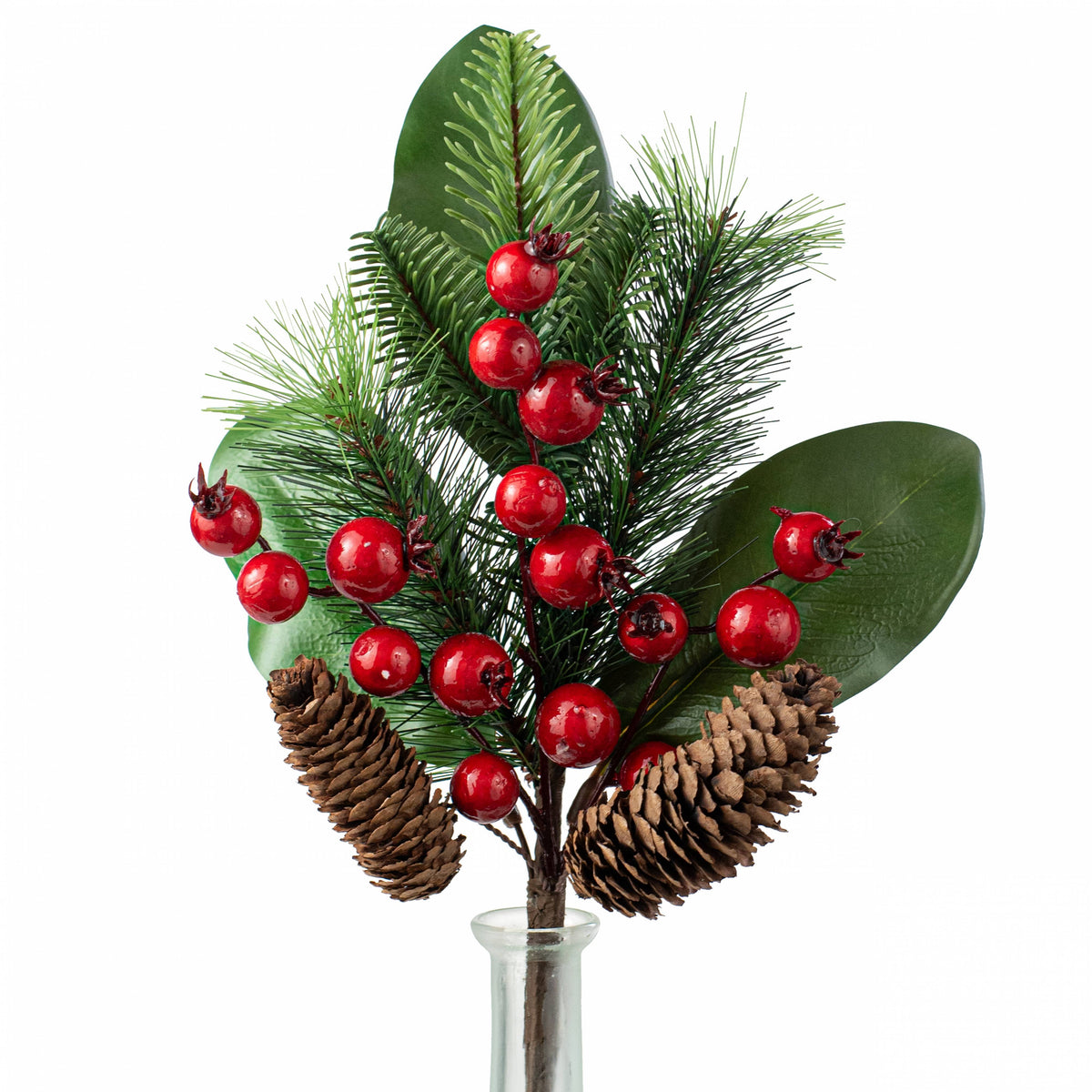 16" Magnolia Leaf, Pine, Berries & Cone Pick Item Number: 212598