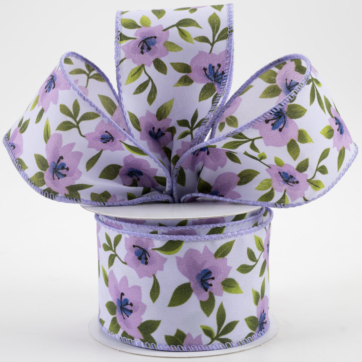 2.5" Magnolias Satin Ribbon: Lavender (10 Yards) Lifestyle Photo