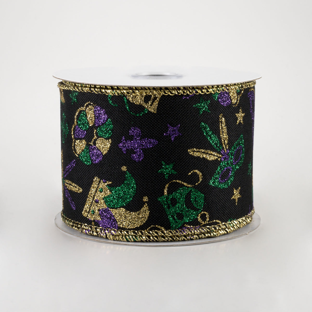 2.5" Mardi Gras Pattern: Black (10 Yards)