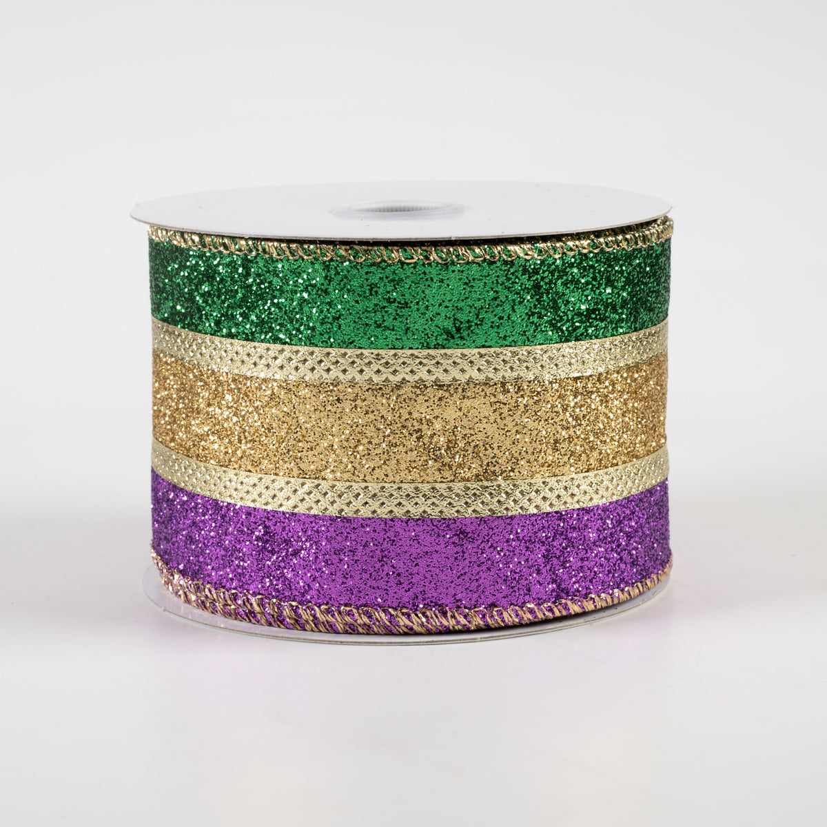 2.5" Mardi Gras Textured Stripe Ribbon (10 Yards) Item Number: QXB330140-15C