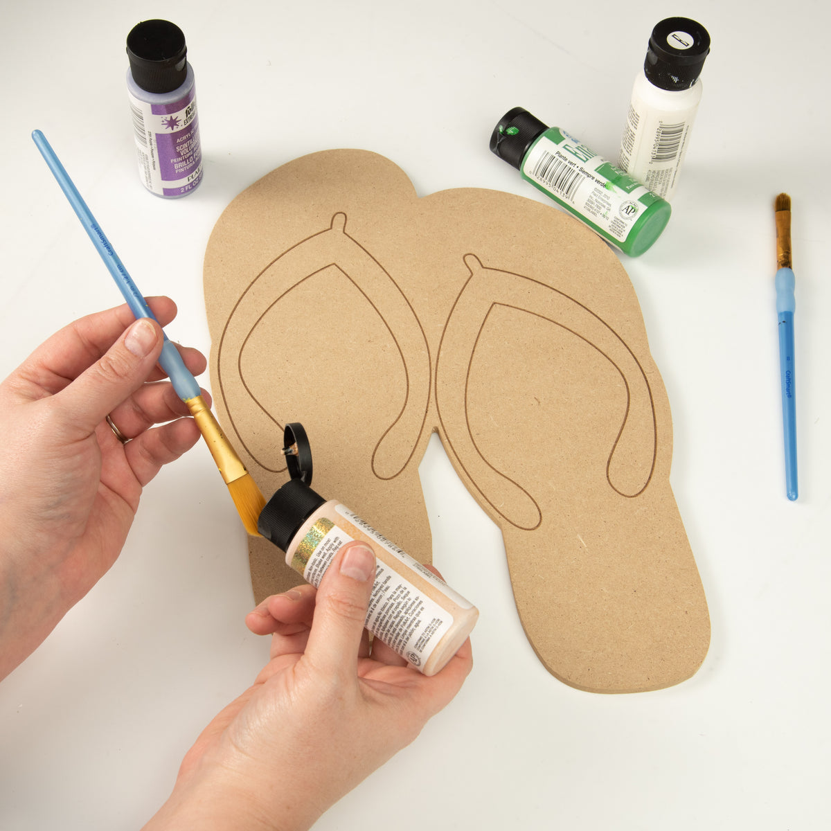 13" MDF Unfinished Shape: Flip Flops Lifestyle Photo