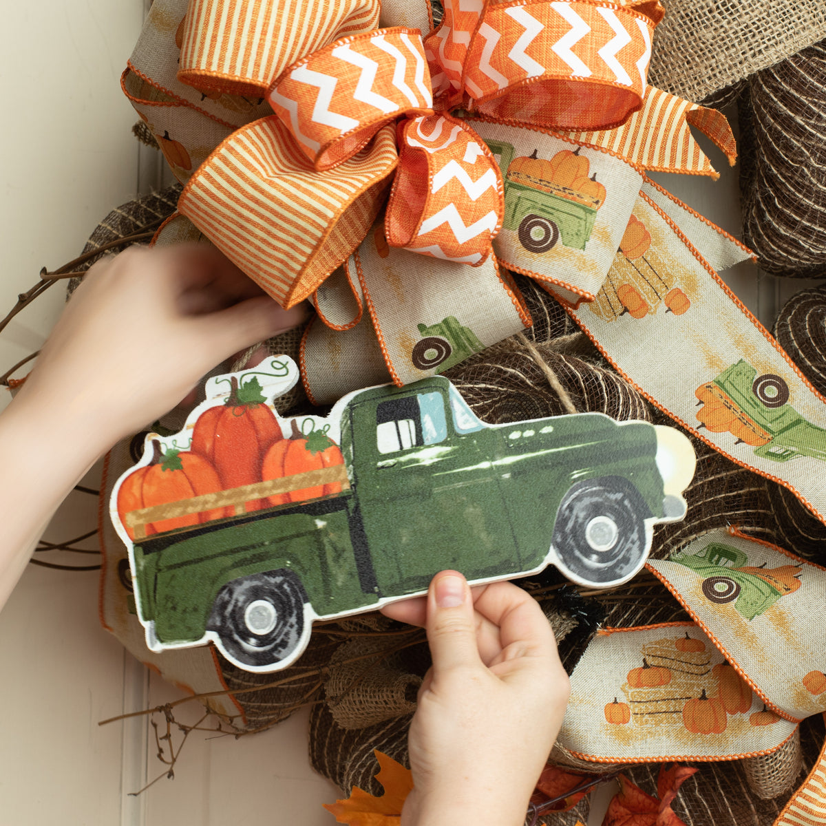 10" MDF Vintage Truck with Pumpkins Lifestyle Photo