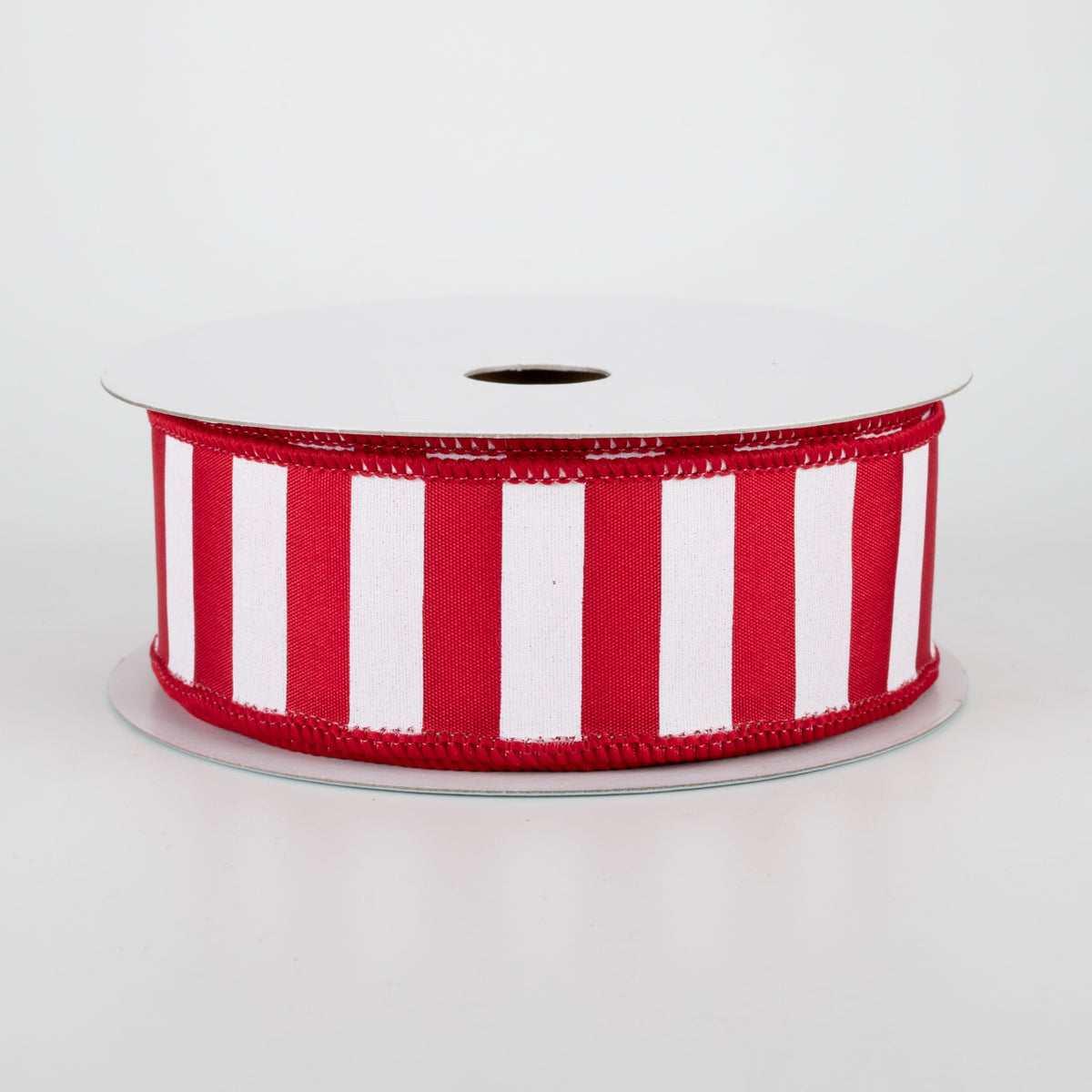 1.5" Medium Stripe Ribbon: Crimson Red & White (10 Yards)