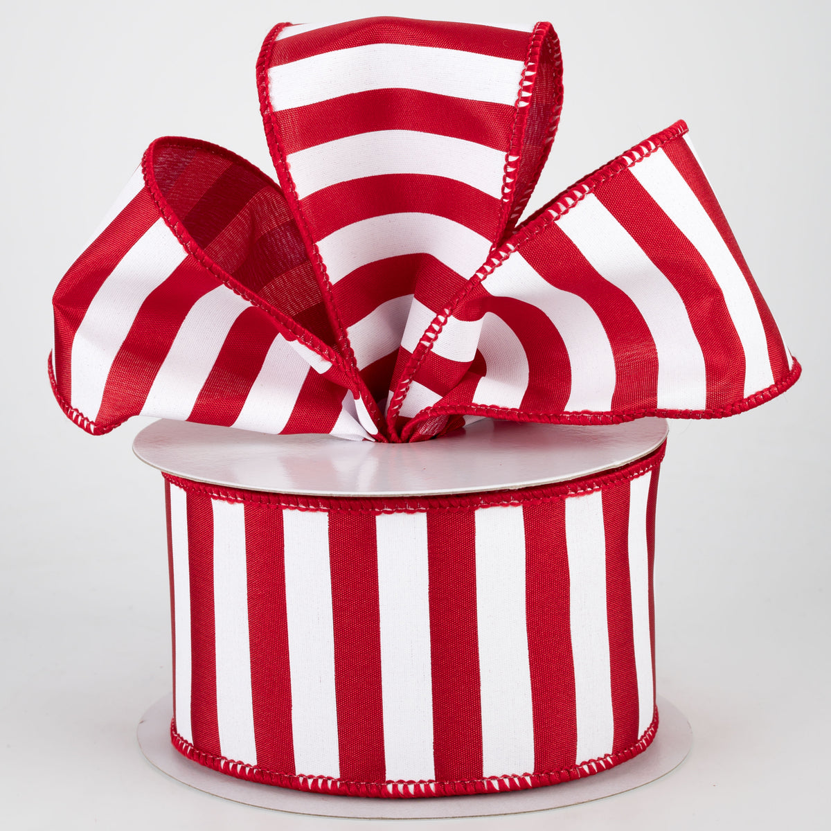 2.5" Medium Stripe Ribbon: Crimson Red & White (10 Yards) Lifestyle Photo
