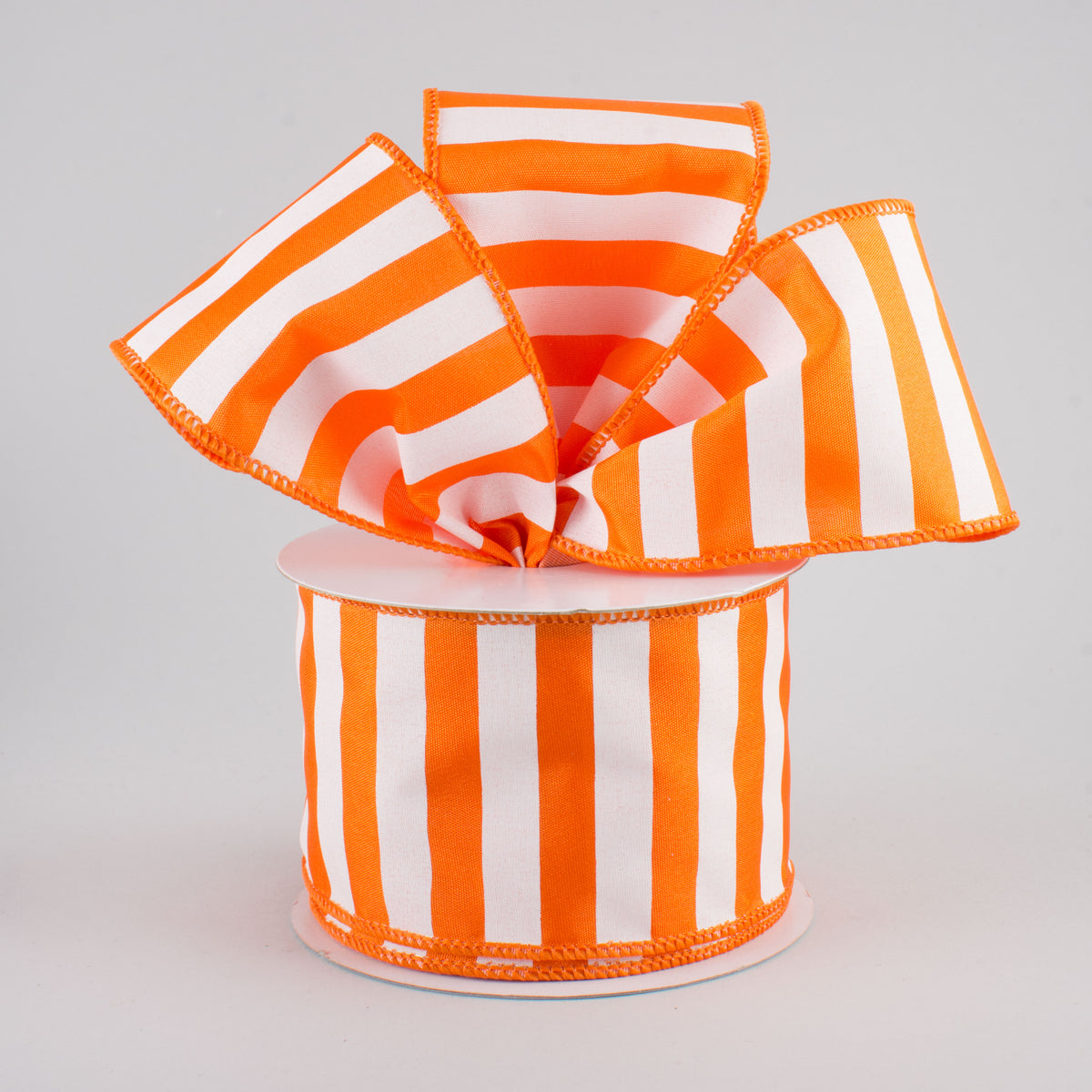 2.5" Medium Stripe Ribbon: Orange & White (10 Yards) Lifestyle Photo