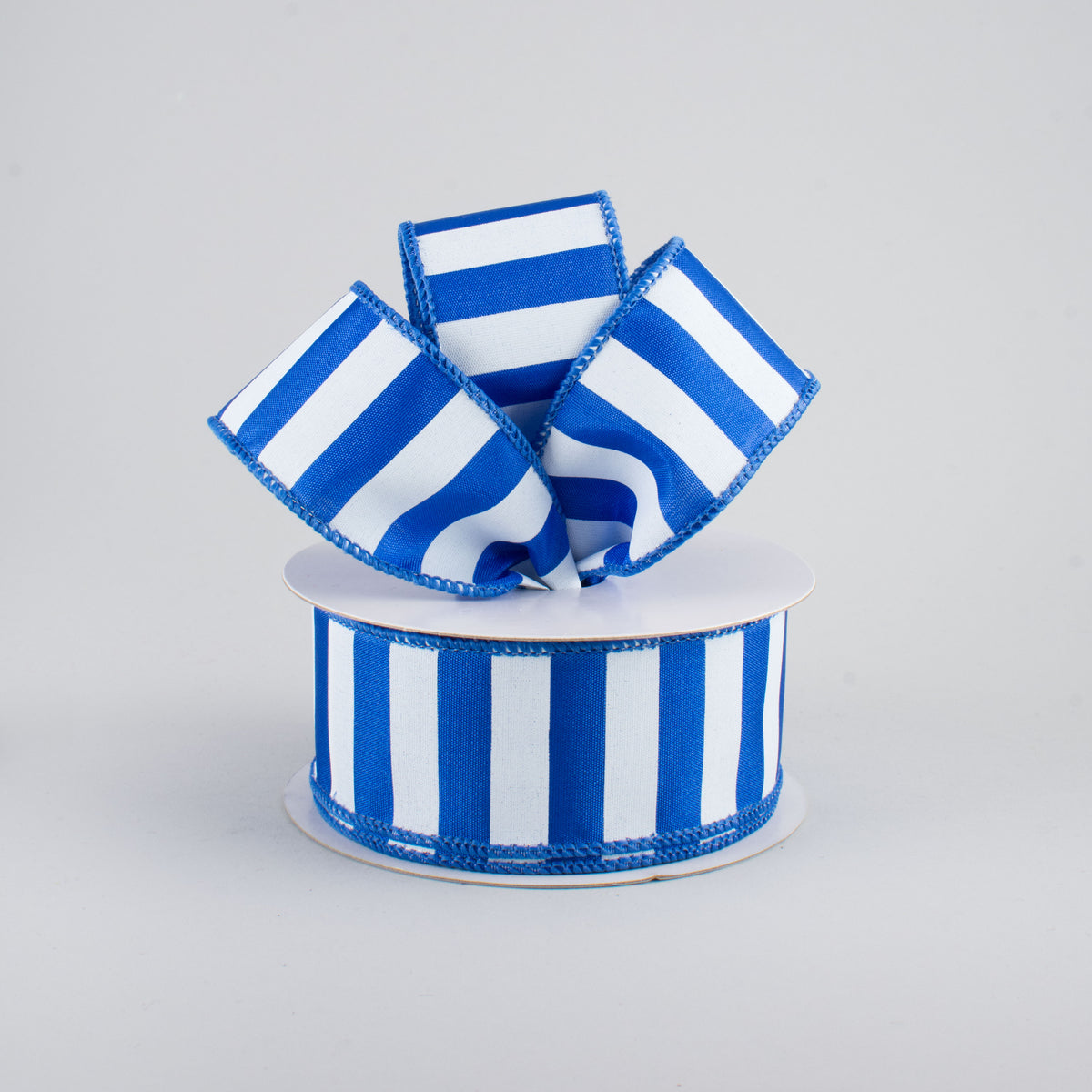 1.5" Medium Stripe Ribbon: Royal Blue & White (10 Yards) Lifestyle Photo