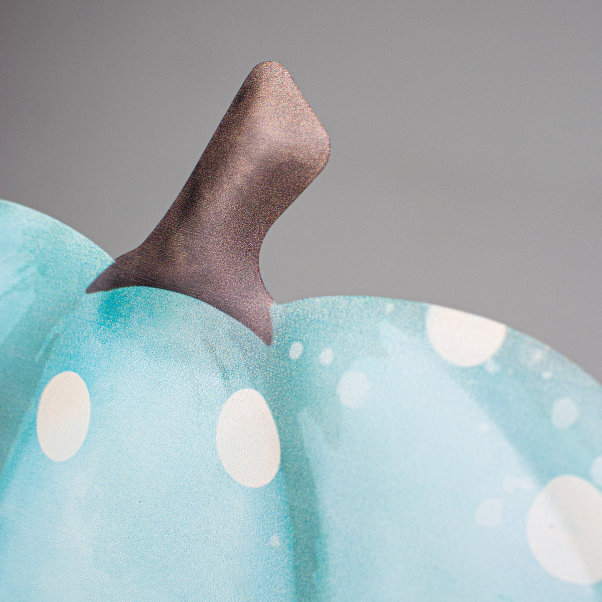 12" Metal Embossed Hanger: Teal & Cream Polka Dot Pumpkin detail photo 3