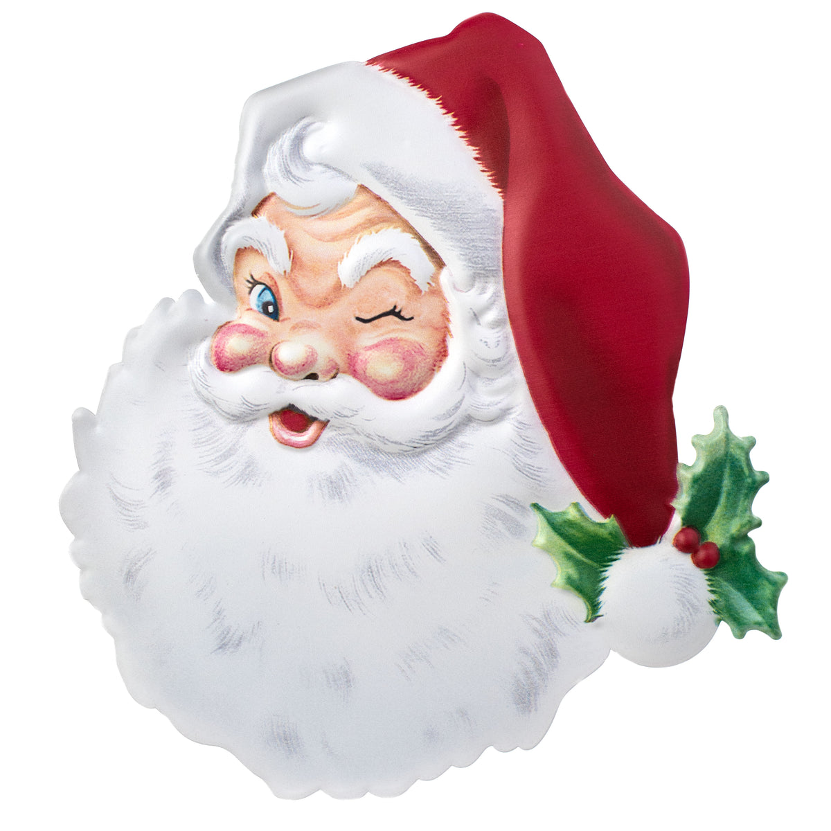 12" Metal Embossed Hanger: Winking Santa Face Item Number: MD0621