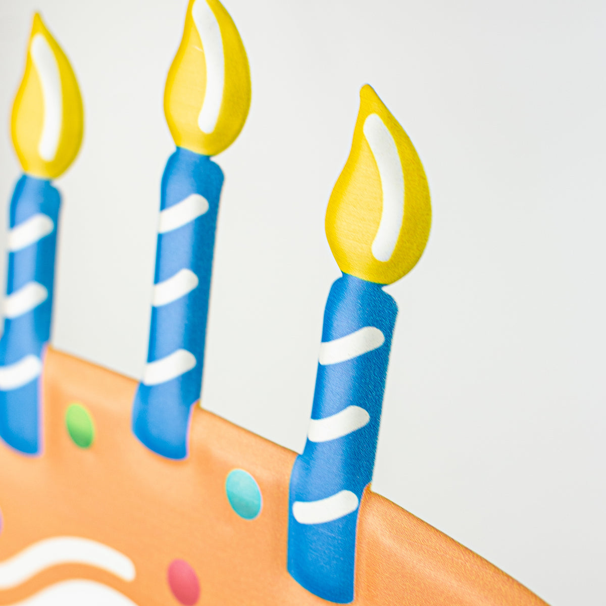 14.5" Metal Embossed Happy Birthday Cake Sign: Blue, Lime, Red detail photo 3