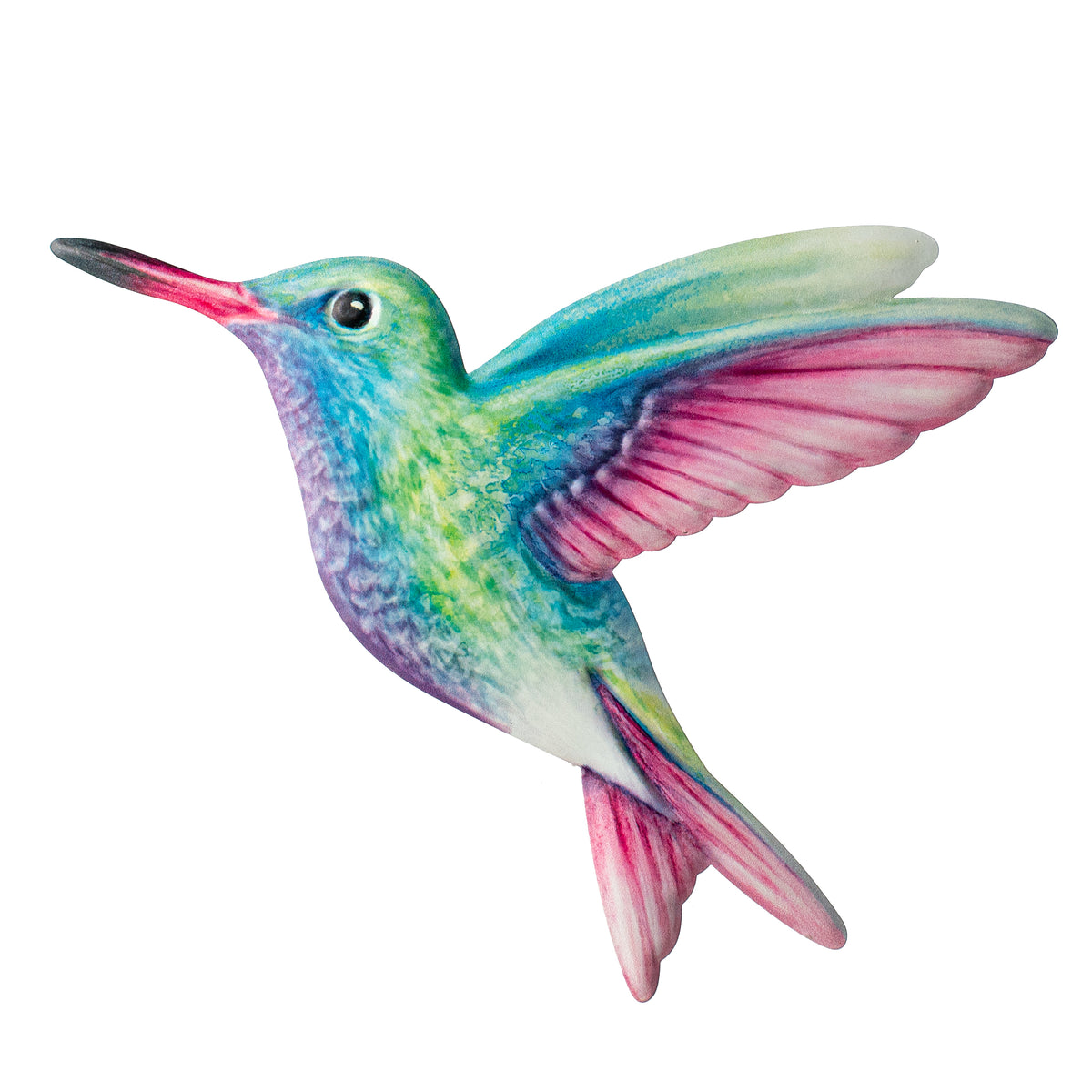 12" Metal Embossed Sign: Green & Pink Hummingbird Item Number: MD1190