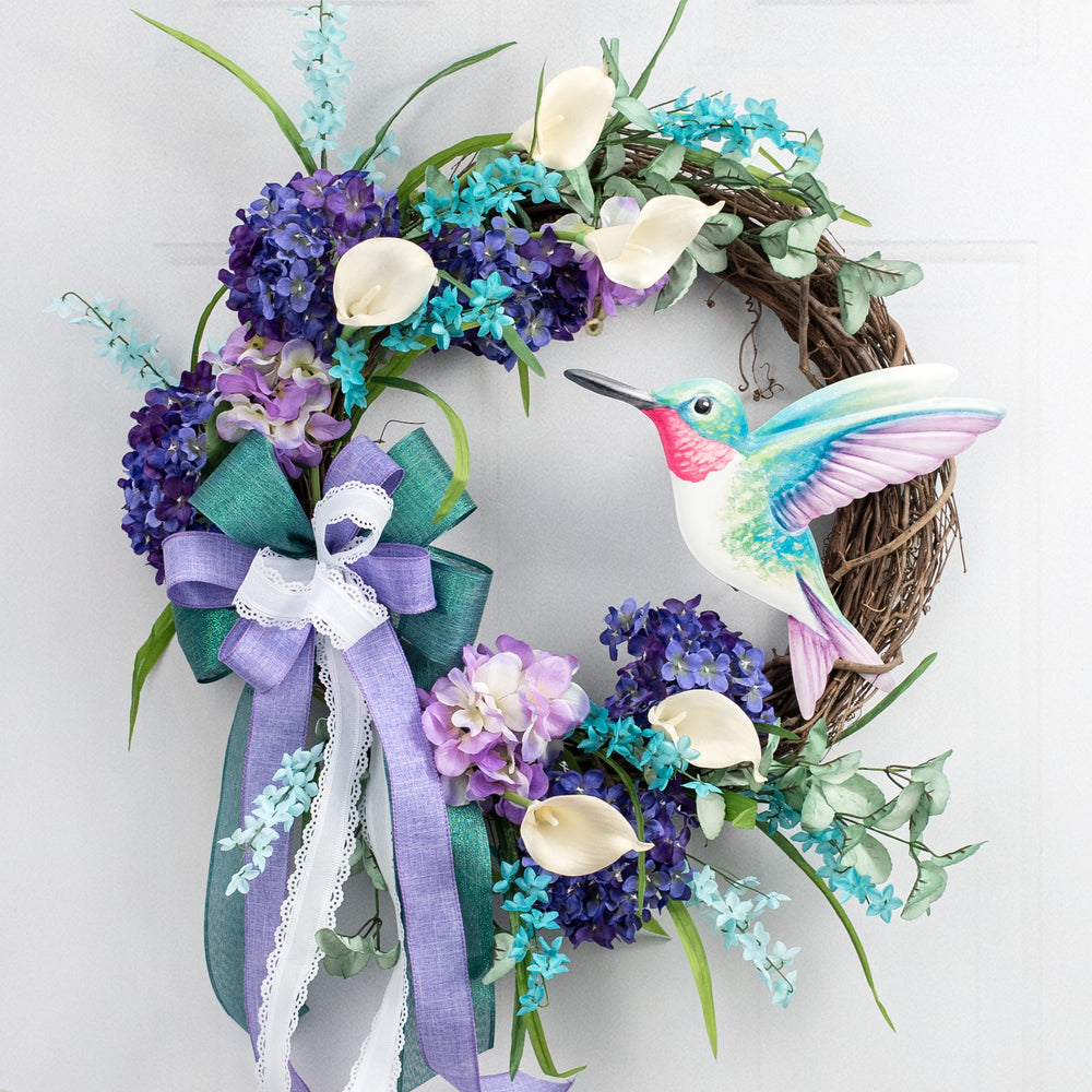 12" Metal Embossed Sign: Hummingbird Lifestyle Photo
