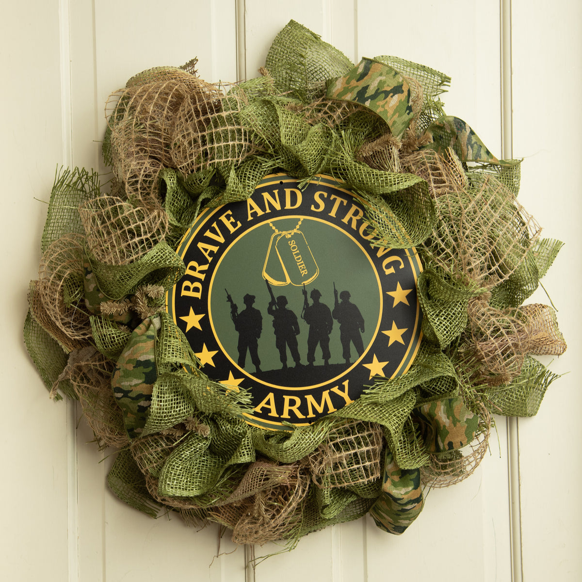 12" Metal Sign: Brave And Strong Army Lifestyle Photo