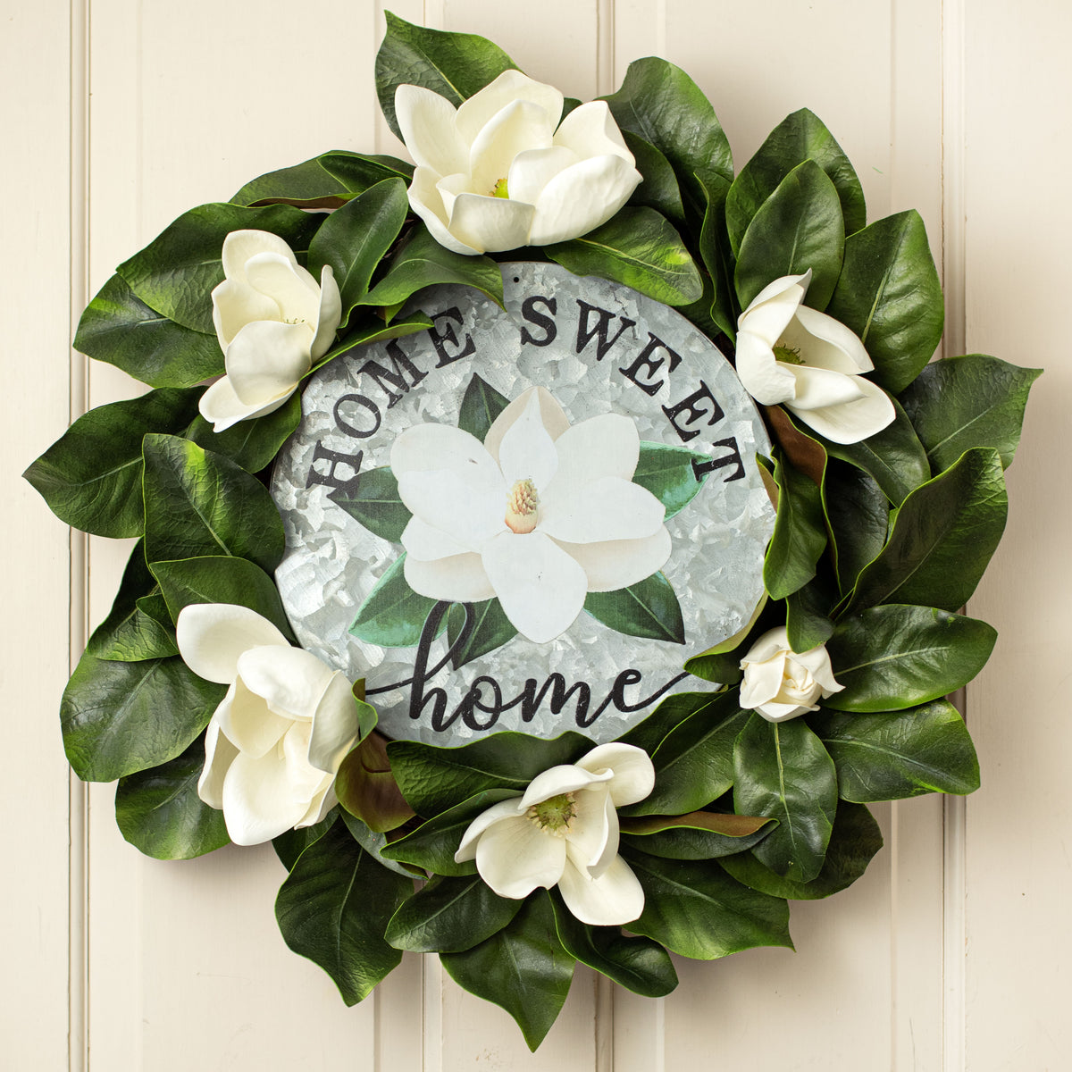 12" Metal Sign: Galvanized Home Sweet Magnolia Lifestyle Photo