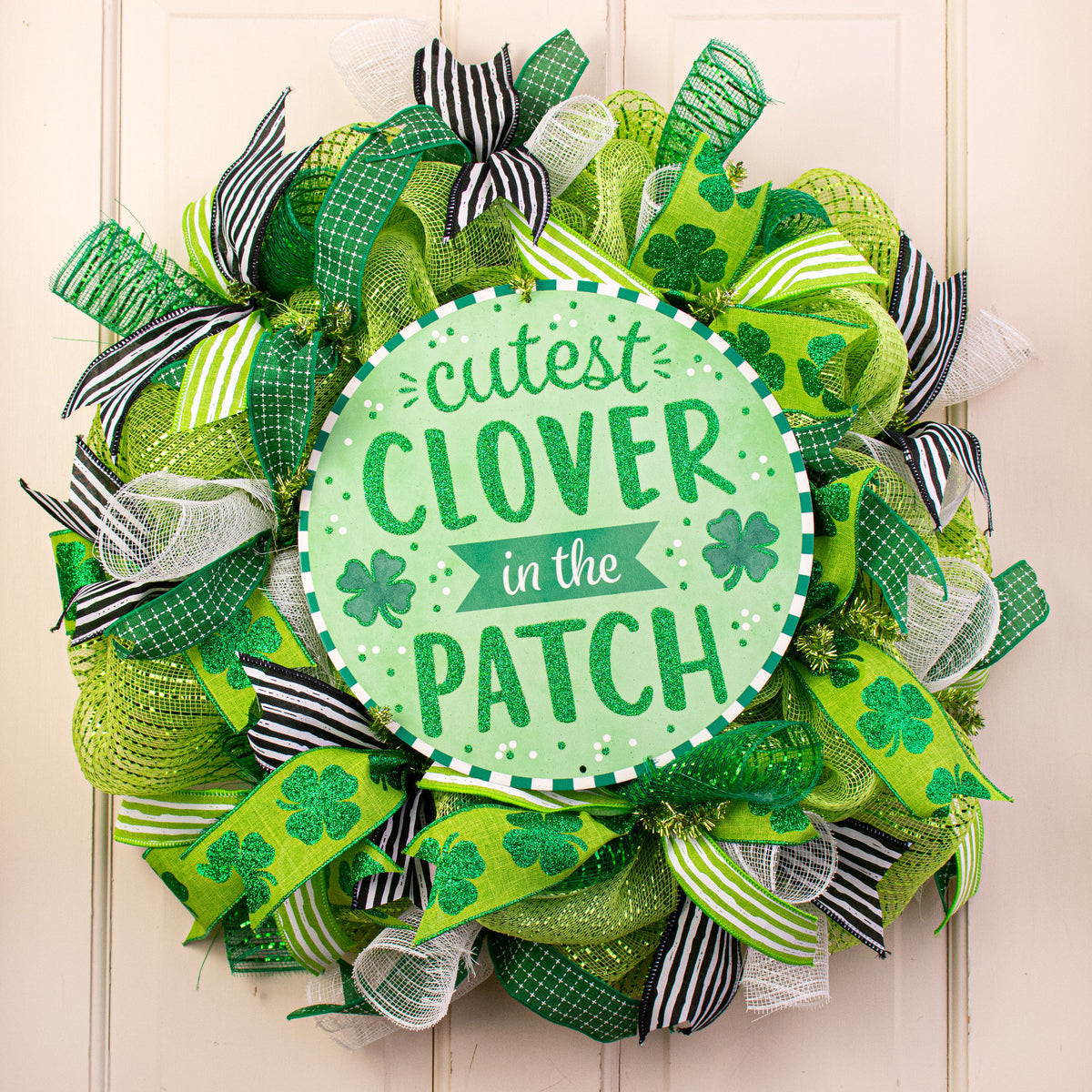 12" Metal Sign: Glittered Cutest Clover in the Patch Lifestyle Photo