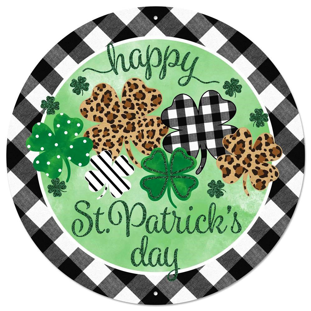 12" Metal Sign: Glittered Happy St. Patrick's Day Item Number: MD0778