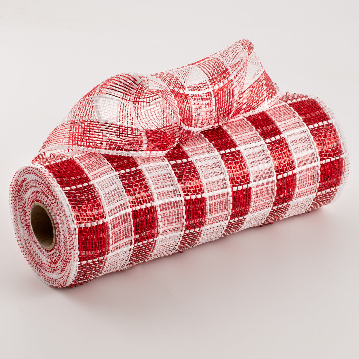 10" Metallic Check Mesh: Red & White (10 Yards) Item Number: RE1367N5