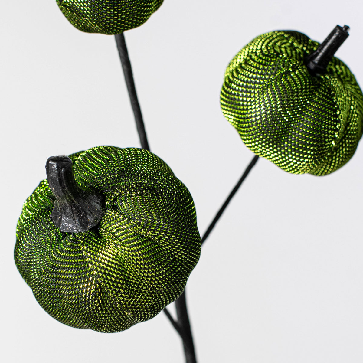 13" Metallic Fabric Pumpkins Pick: Lime Green & Black Lifestyle Photo