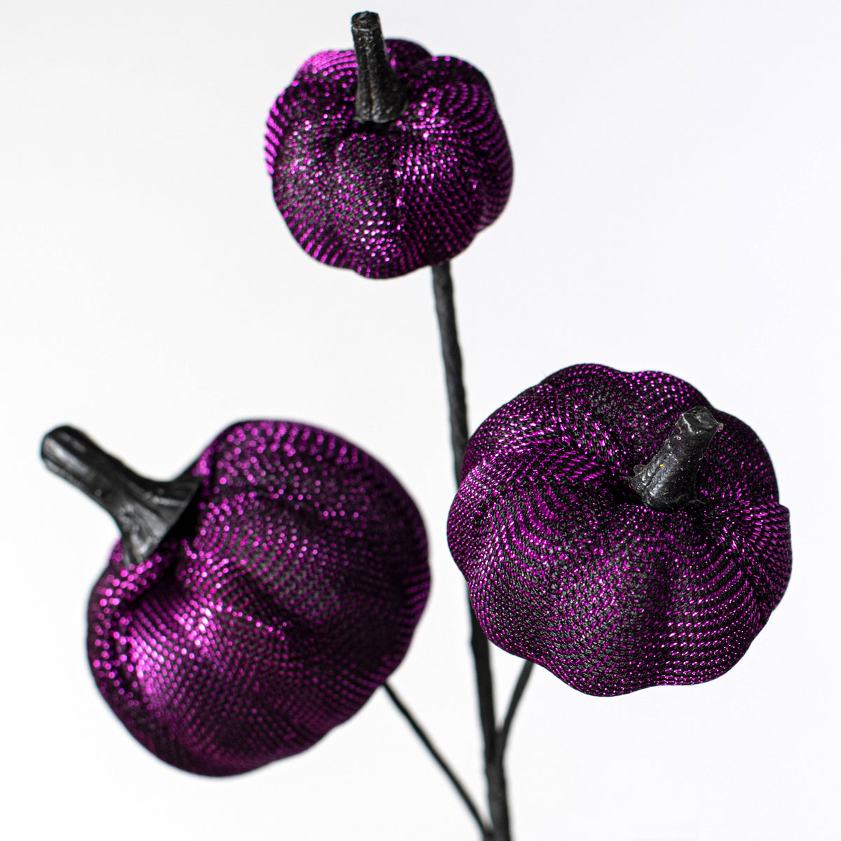 13" Metallic Fabric Pumpkins Pick: Purple & Black Lifestyle Photo