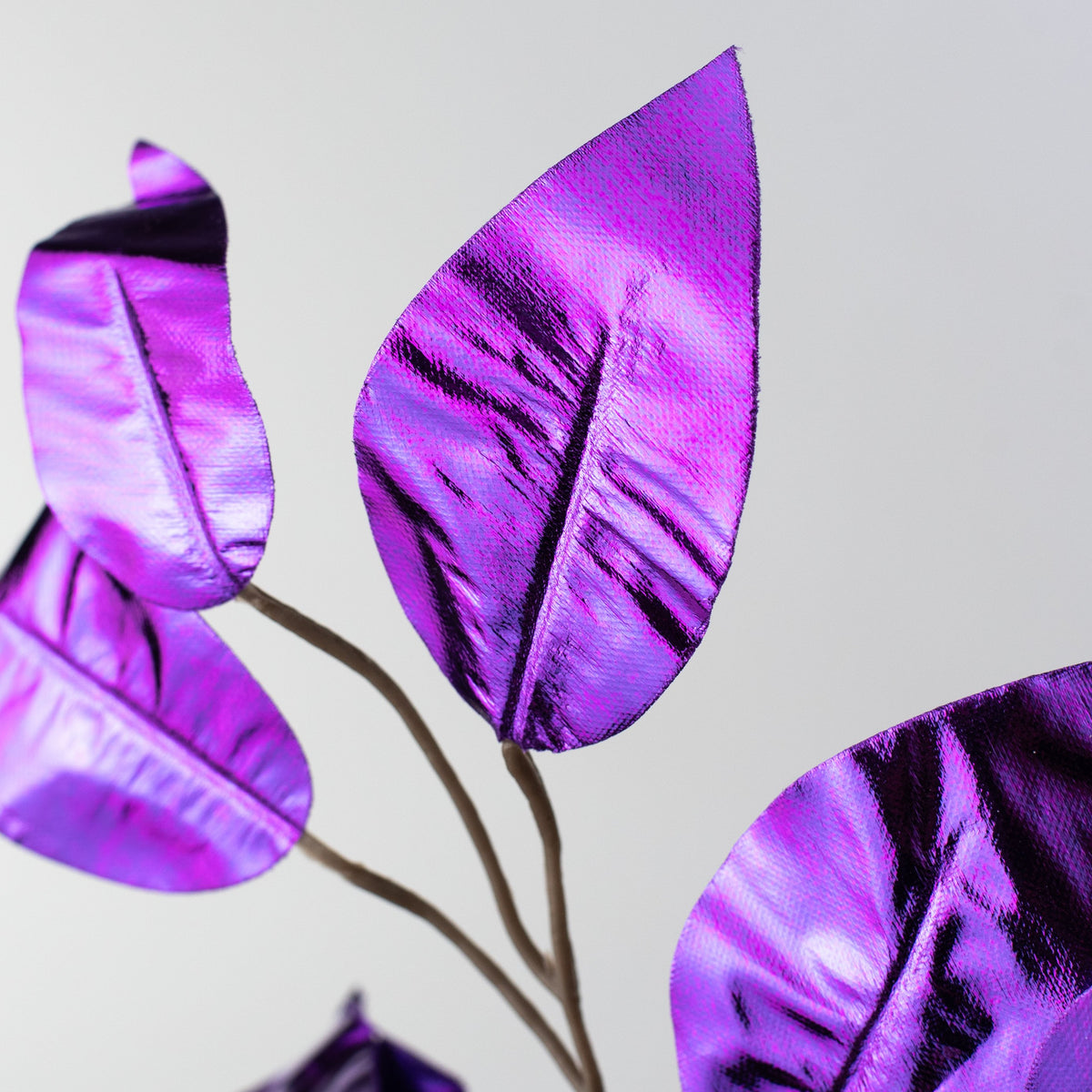 23" Metallic Ficus Leaf Spray: Purple (12) Lifestyle Photo