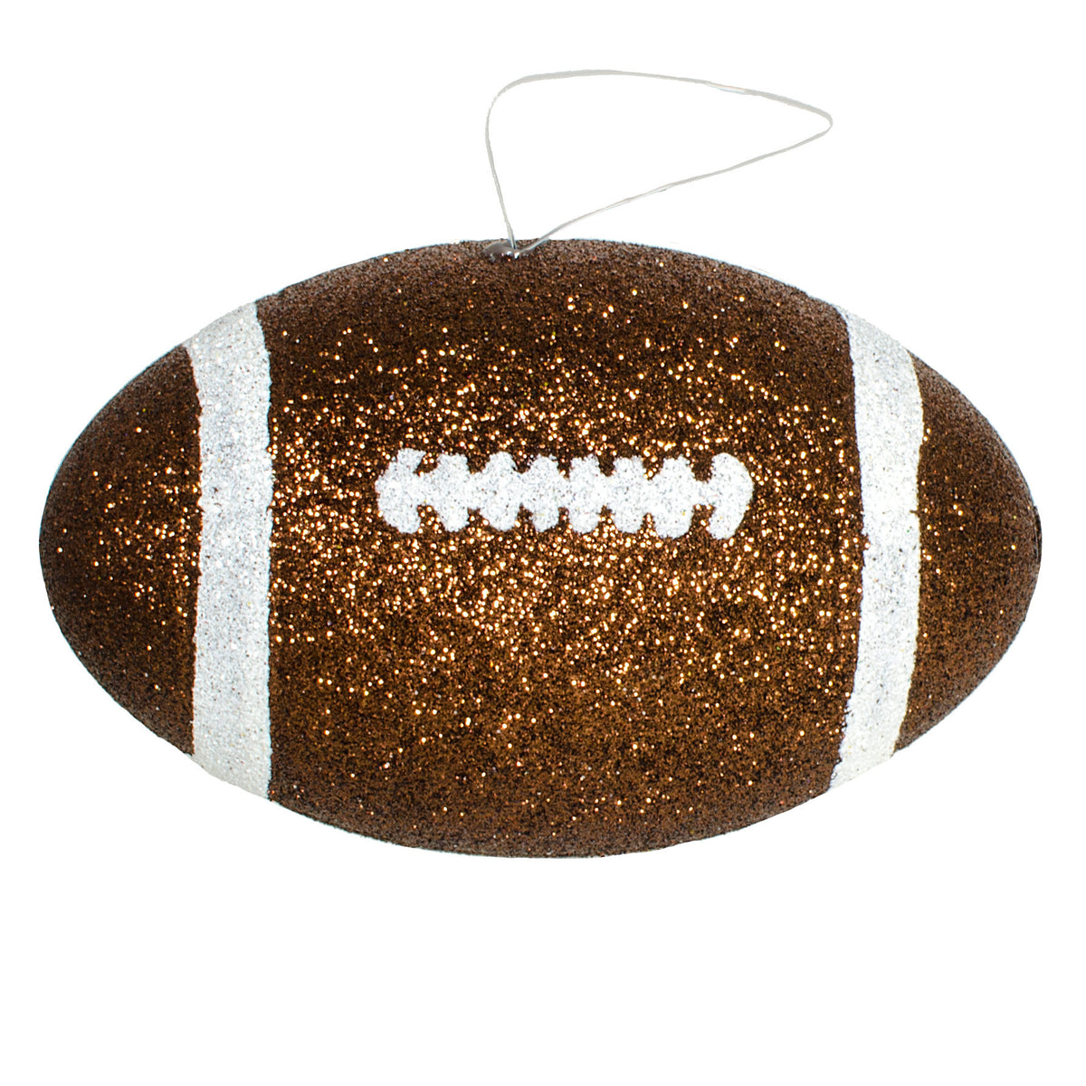 4.5" Metallic Glitter Football Ornament: Brown & White Item Number: MS120004