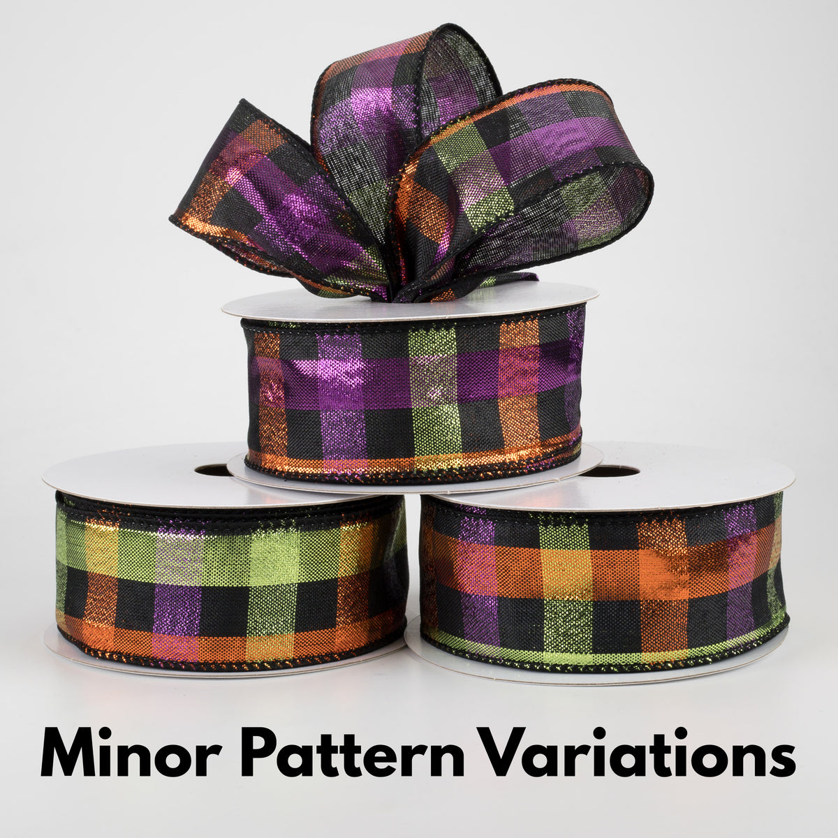1.5" Metallic Halloween Square Check Ribbon (10 Yards) Lifestyle Photo