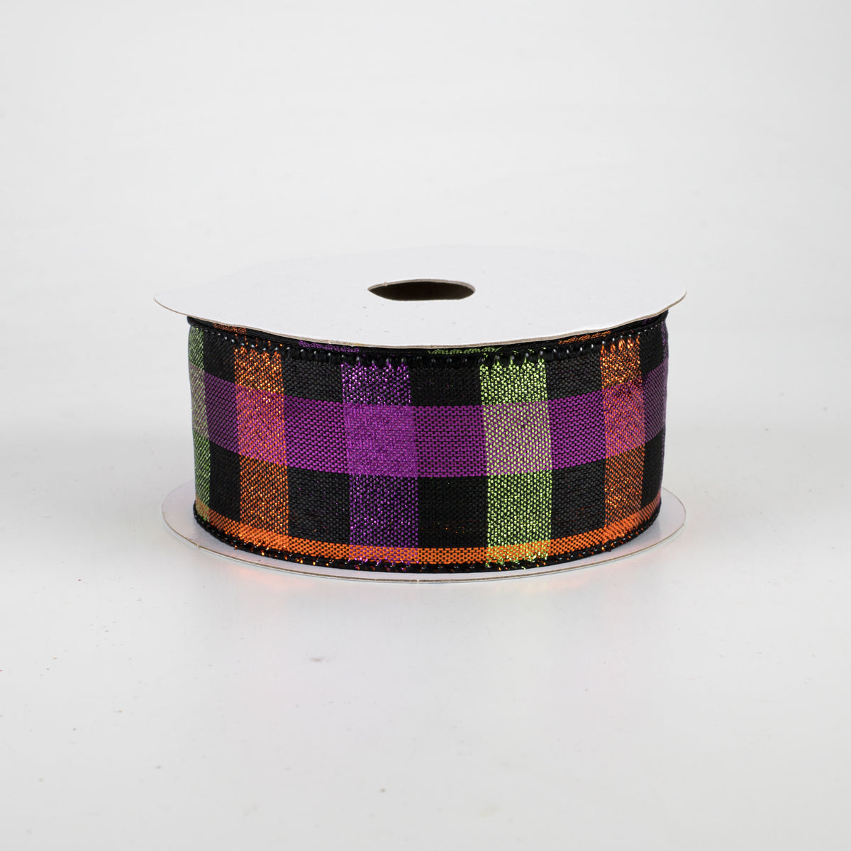 1.5" Metallic Halloween Square Check Ribbon (10 Yards)