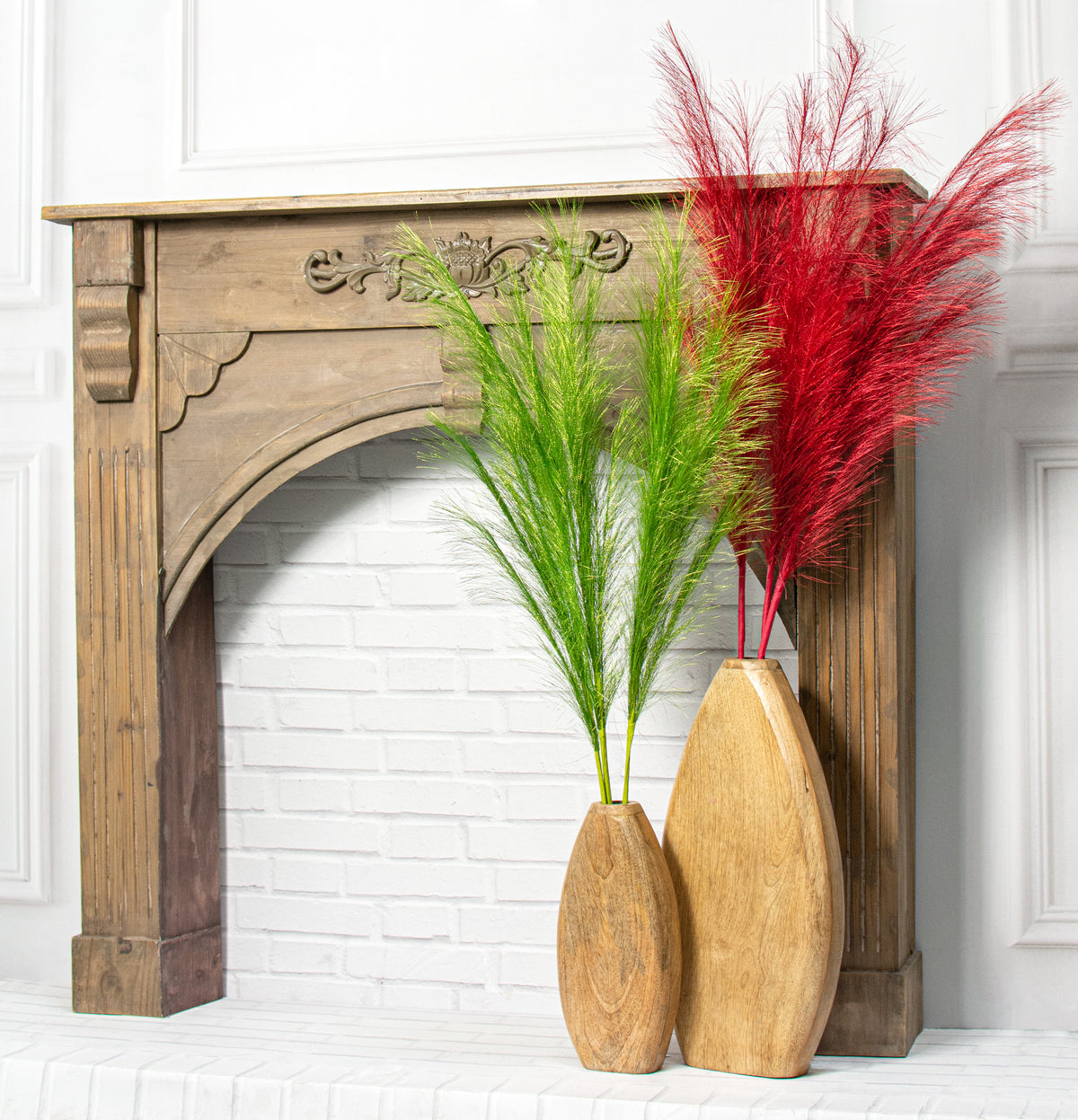 38" Metallic Pampas Grass Spray: Lime Green detail photo 3