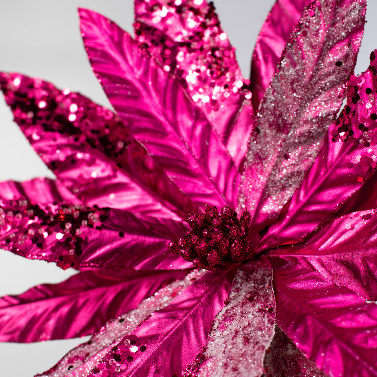 13" x 26" Metallic Poinsettia Stem: Fuchsia Pink detail photo 4
