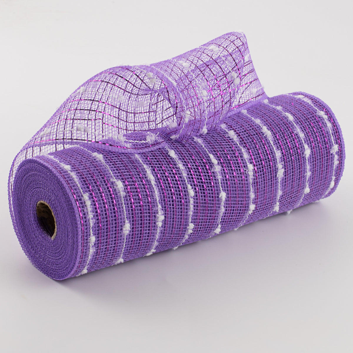 10" Metallic Snowball Deco Mesh: Lavender & White (10 Yards) Item Number: RY820068