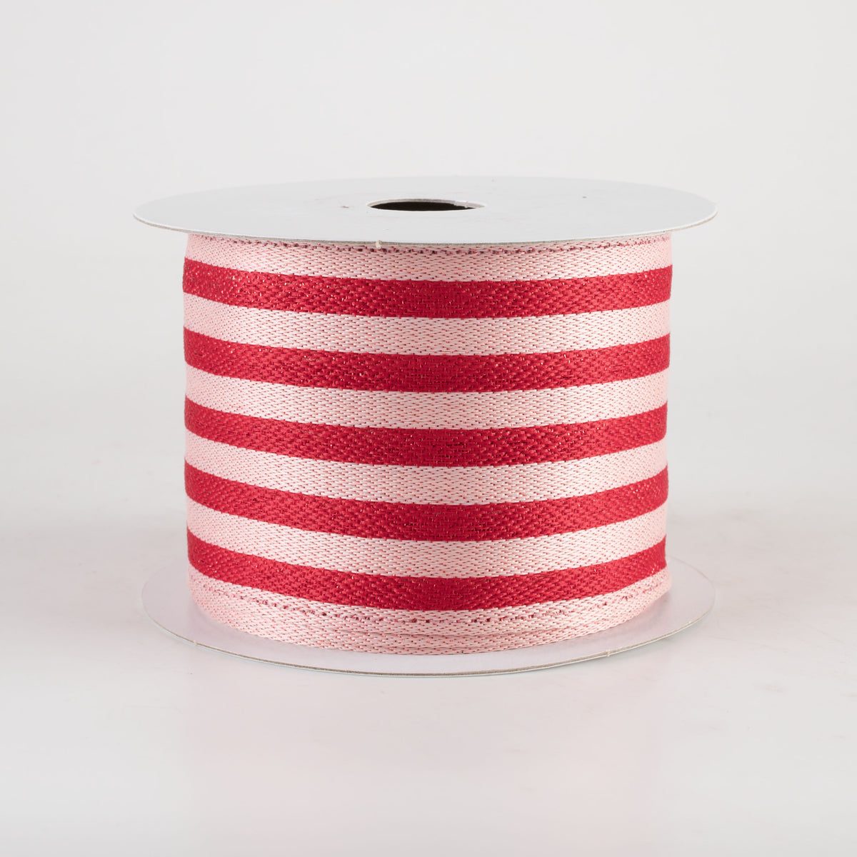 2.5" Metallic Woven Cabana Stripe Ribbon: Red & Pink (10 Yards) Item Number: 76412-40-12