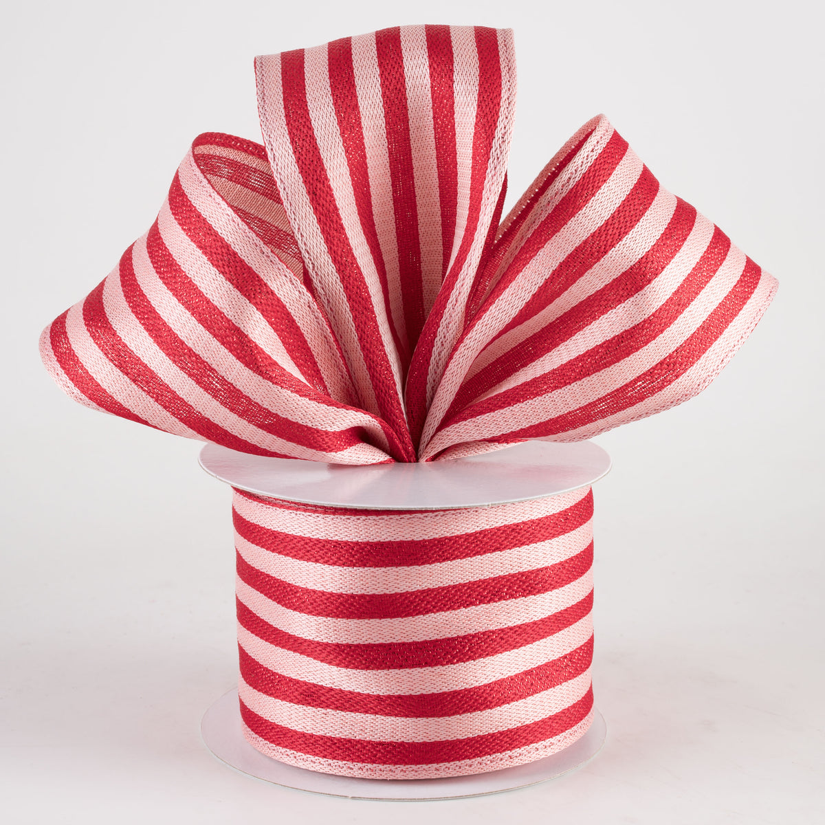 2.5" Metallic Woven Cabana Stripe Ribbon: Red & Pink (10 Yards) Lifestyle Photo