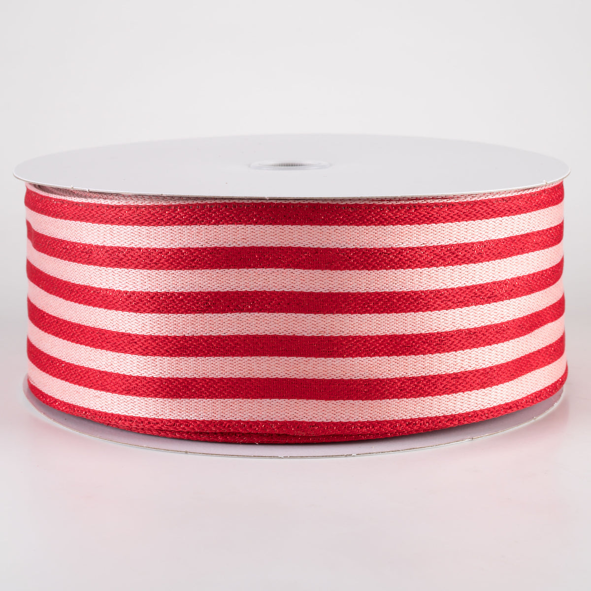2.5" Metallic Woven Cabana Stripe Ribbon: Red & Pink (50 Yards) Item Number: 875-40-460