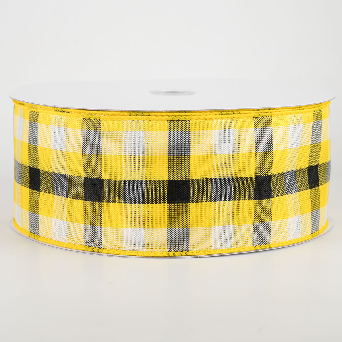 2.5" Milos Check Ribbon: Yellow, Black, White (50 Yards)