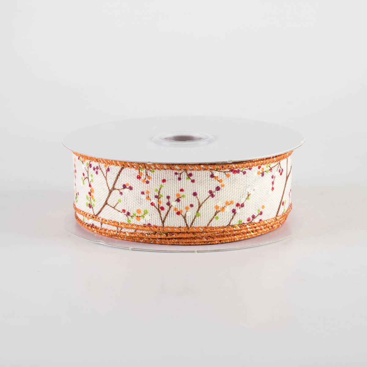 7/8" Mini Berry Branch Ribbon: Warm Fall on Cream (10 Yards) Item Number: RGF7472C2