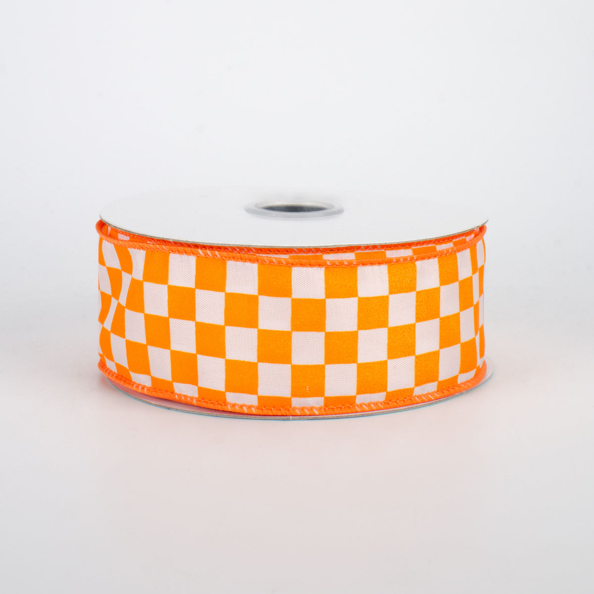 1.5" Mini Check Ribbon: Orange & White (10 Yards)