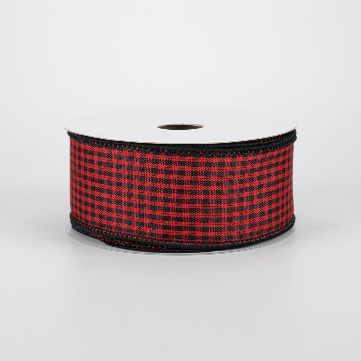 1.5" Mini Gingham Check Ribbon: Red & Black (10 Yards)