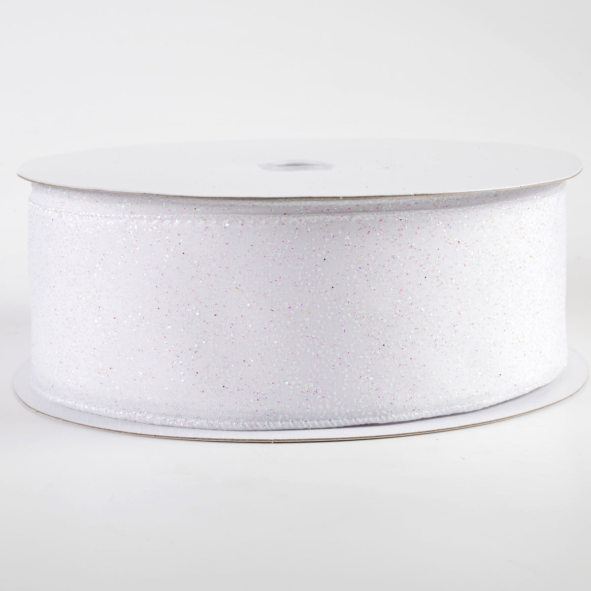 2.5" Mini Glitter Dots Ribbon: White Iridescent (50 Yards)