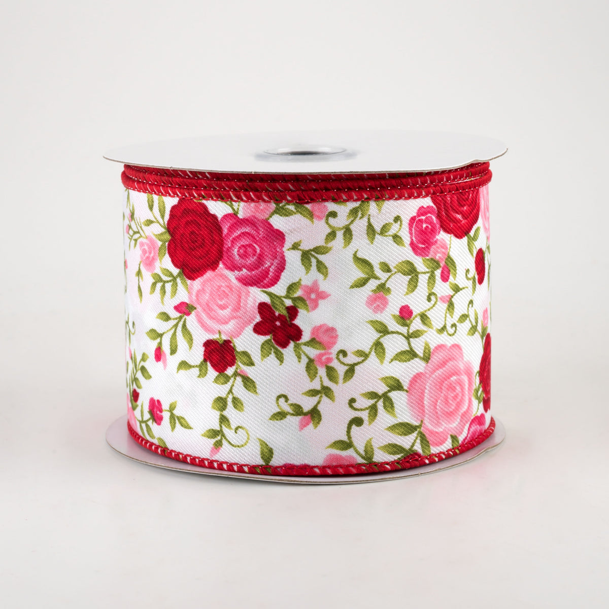 2.5" Mini Roses Ribbon: Red & Pink (10 Yards)