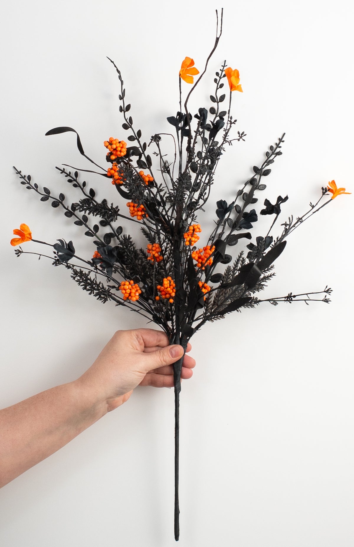 24" Mixed Floral Filler Spray: Black & Orange detail photo 3