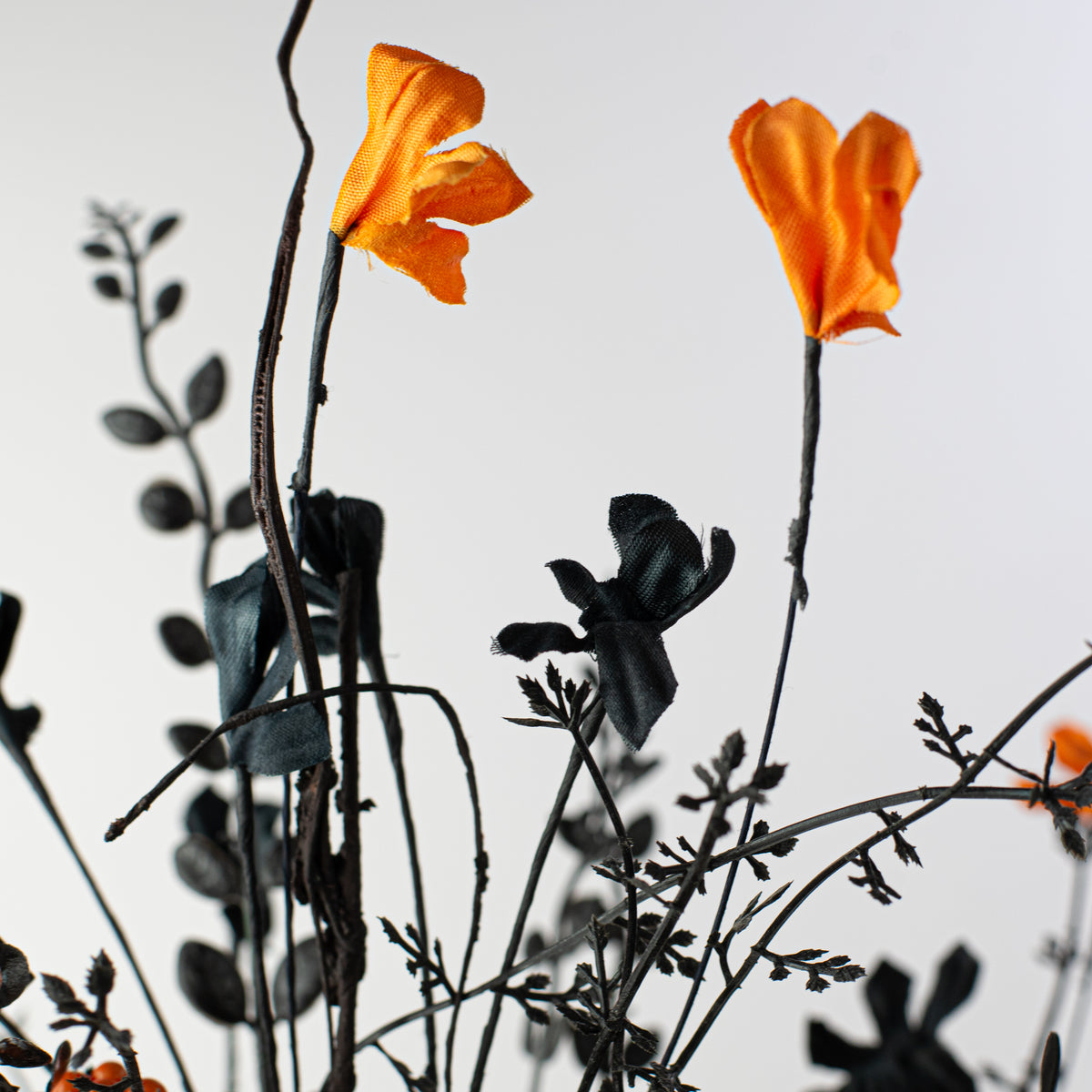 24" Mixed Floral Filler Spray: Black & Orange detail photo 4
